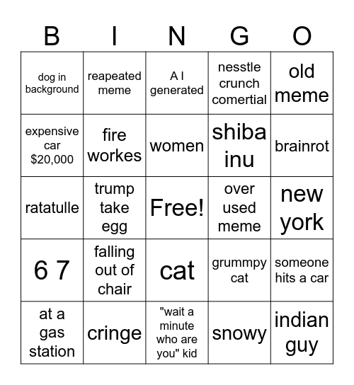 black out meme bingo Card