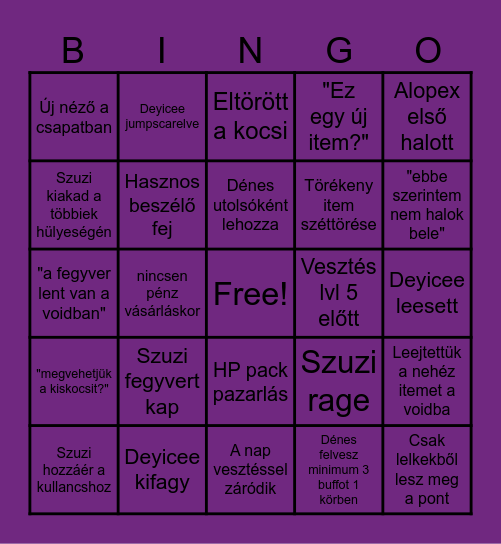 Repo Agyhalál Bingo Card