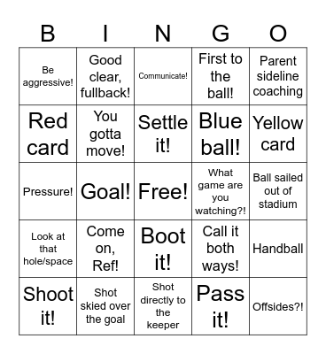 CCHS Wildcat Soccer Bingo Card