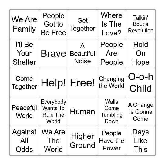 R1 - R2 | Unity Bingo Card