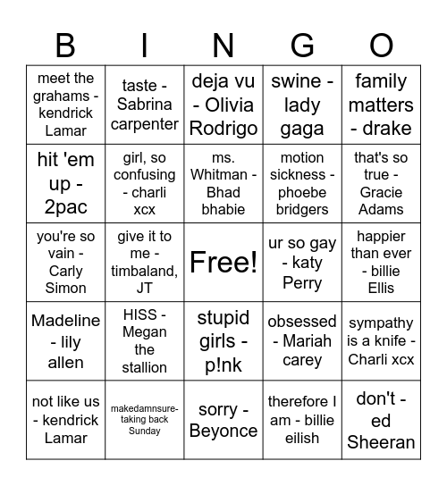 Who you mad at? Bingo Card