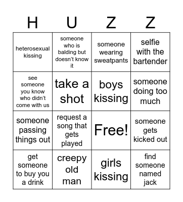 Huzz Bingo Card