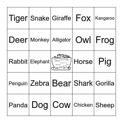 Noahs Ark Bingo Card
