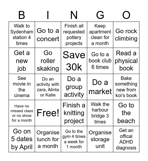Bingo 2026 Bingo Card