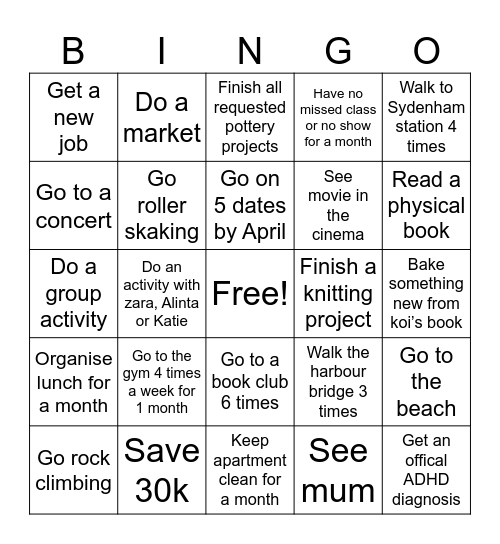 Bingo 2026 Bingo Card