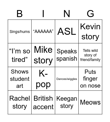 Becca bingo Card
