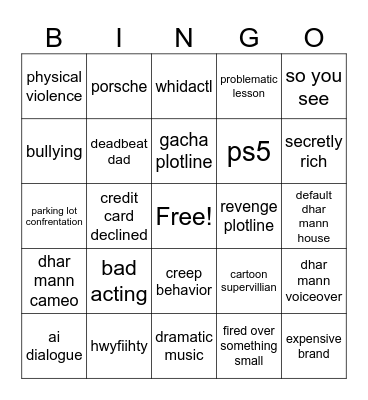 dhar mann Bingo Card