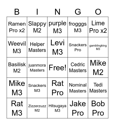 Crabs Death Bingo Card