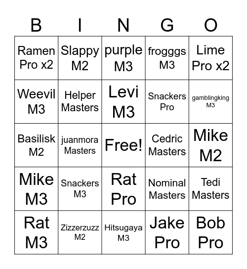 Crabs Death Bingo Card