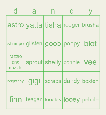 dandy's world twisted bingo Card