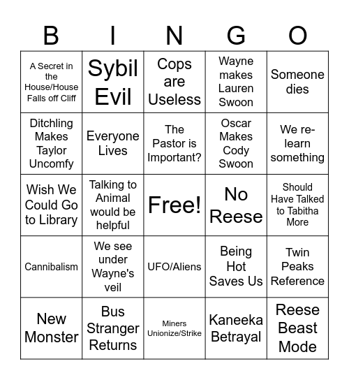 Scarlet Hollow Ep. 5 Bingo Card
