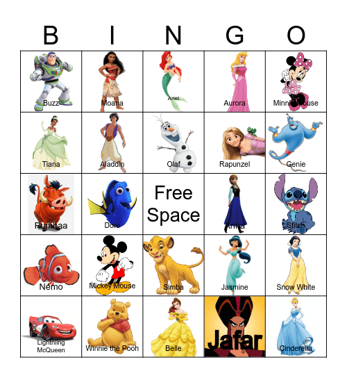 Disney Characters Bingo Card