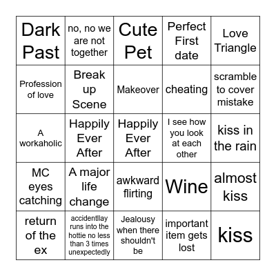 Romance Bingo! Bingo Card