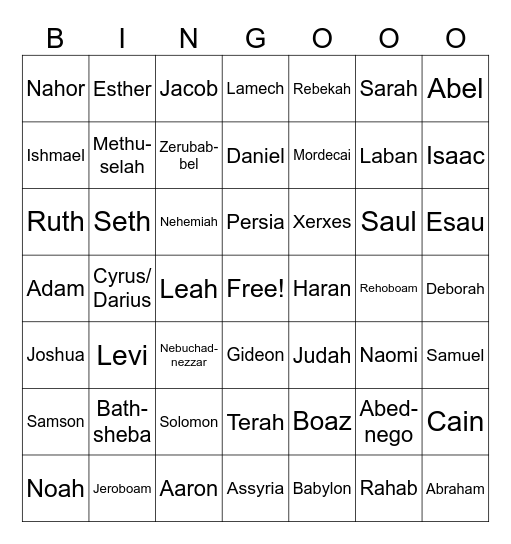 Old Testament Bingo! Bingo Card