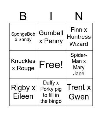 Spidey’s favorite ships Bingo Card