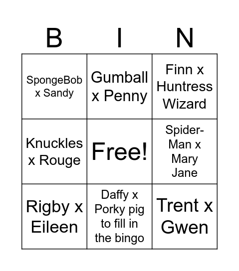 Spidey’s favorite ships Bingo Card