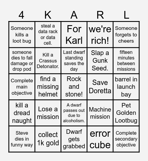 Stone on the rocks Bingo Card