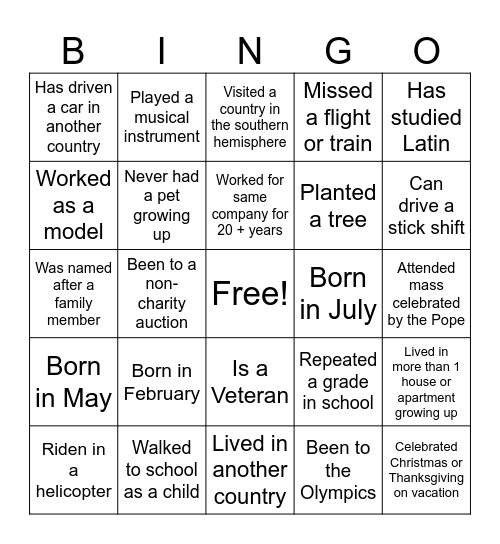 ANDY'S 90 BIRTHDAY Bingo Card