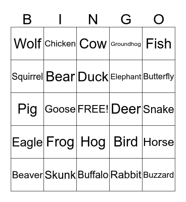 Cherokee Language Bingo Card