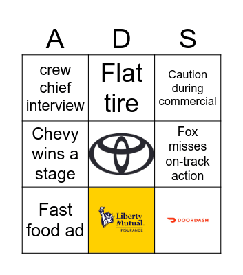 Daytona 500 Bingo Card