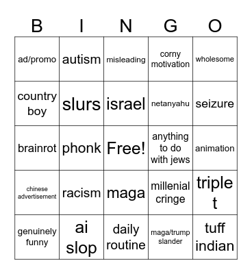 Instagram reels Bingo Card