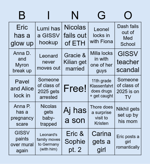 LIFE PREDICTIONS Bingo Card