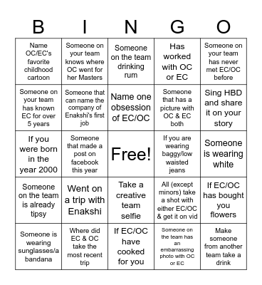 EC OC Bingo Card