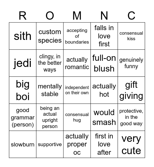ROMANTIC! Bingo Card