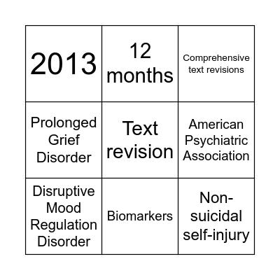 DSM-5 and DSM-5 TR Bingo Card