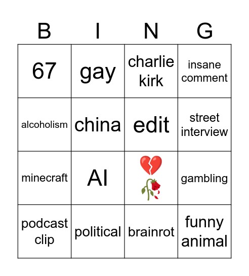 ig reels bingo Card
