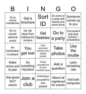 O WEEK UNI!! Bingo Card