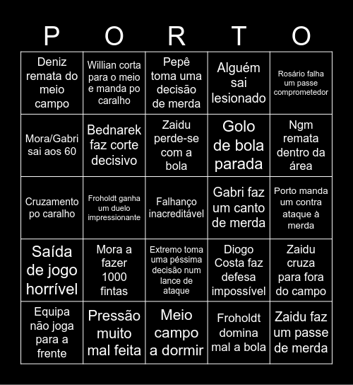 Porto Bingo Card