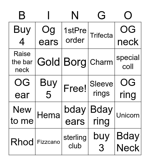 E7 Adjustment Bingo Card