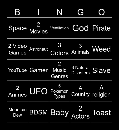 InfiniteCraft Bingo Card