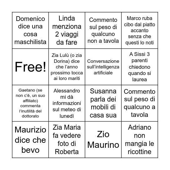Minervino Chicca Bingo Card