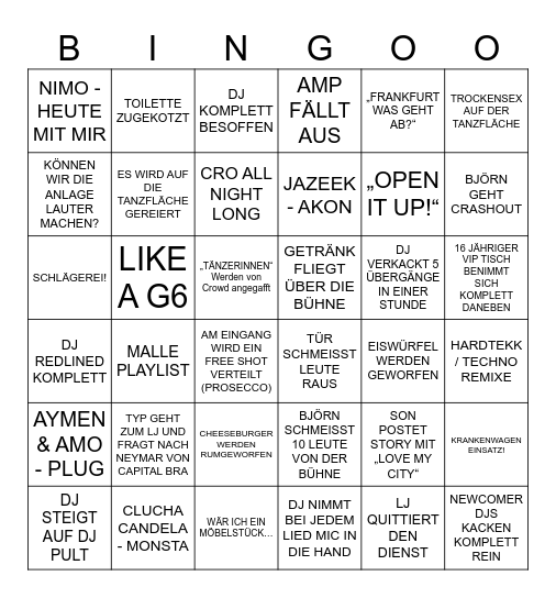 VELVET U 18 BINGO Card