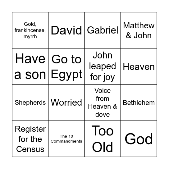 Unit 13 Review Bingo Card