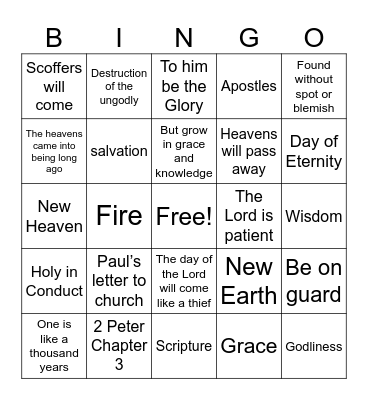 2 Peter 3  Bingo Card