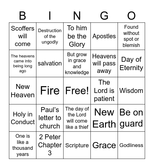 2 Peter 3  Bingo Card