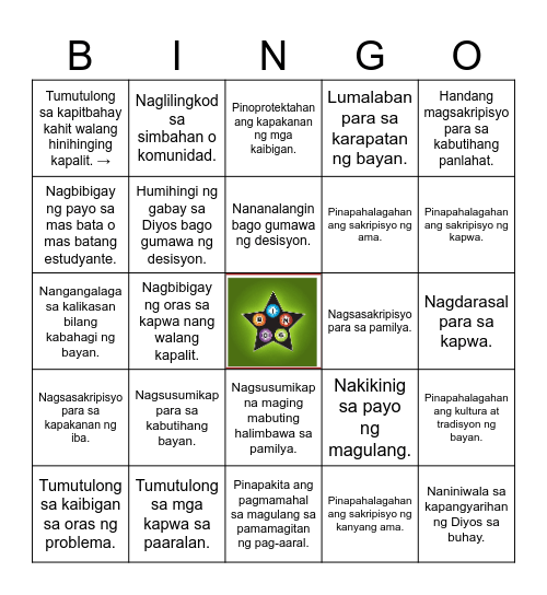 KABANATA 9 HANGGANG 12 Bingo Card