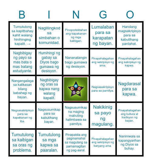 KABANATA 9 HANGGANG 12 Bingo Card