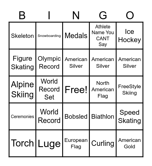 2026 Winter Olympics Week #2 Bingo Card