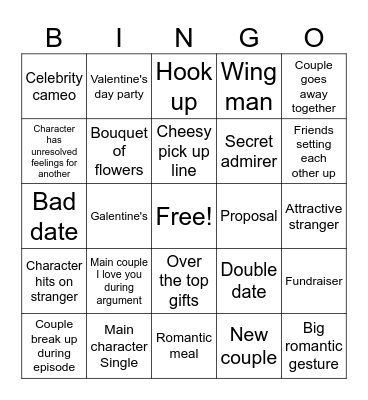Sitcom Valentine's Day Bingo Card