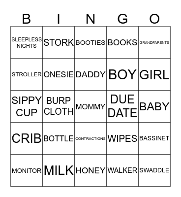 Baby Bingo Card