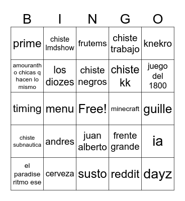 illojuan Bingo Card