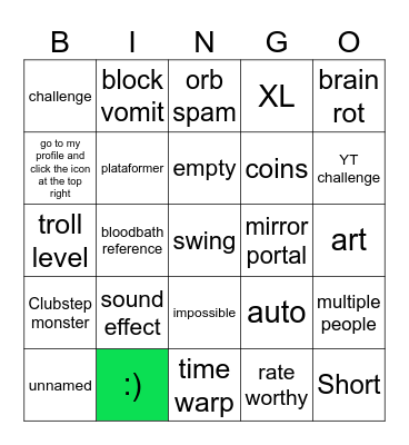 Recent tab Bingo Card