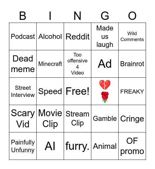 Reels BINGO Card