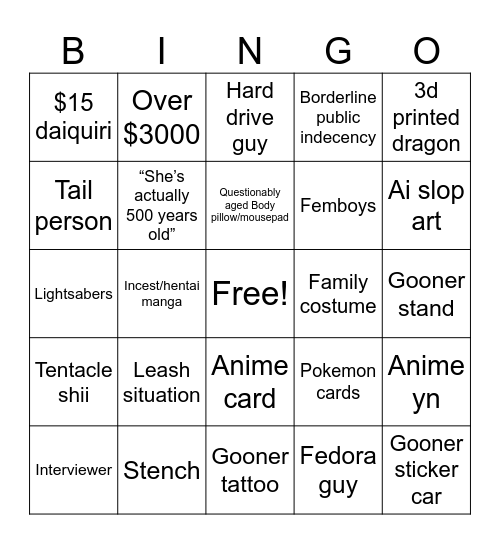 Animeverse 2026 Bingo Card