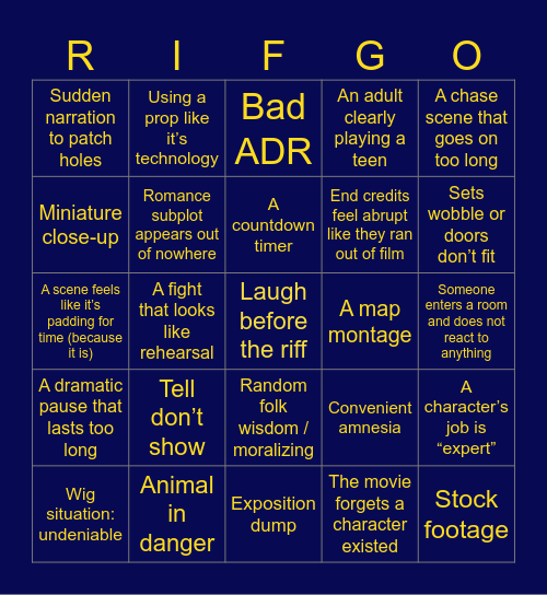 Rifftringo Bingo Card