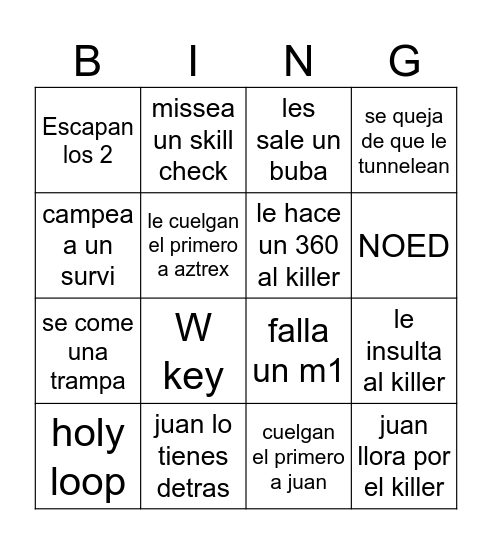 aztrex Bingo Card